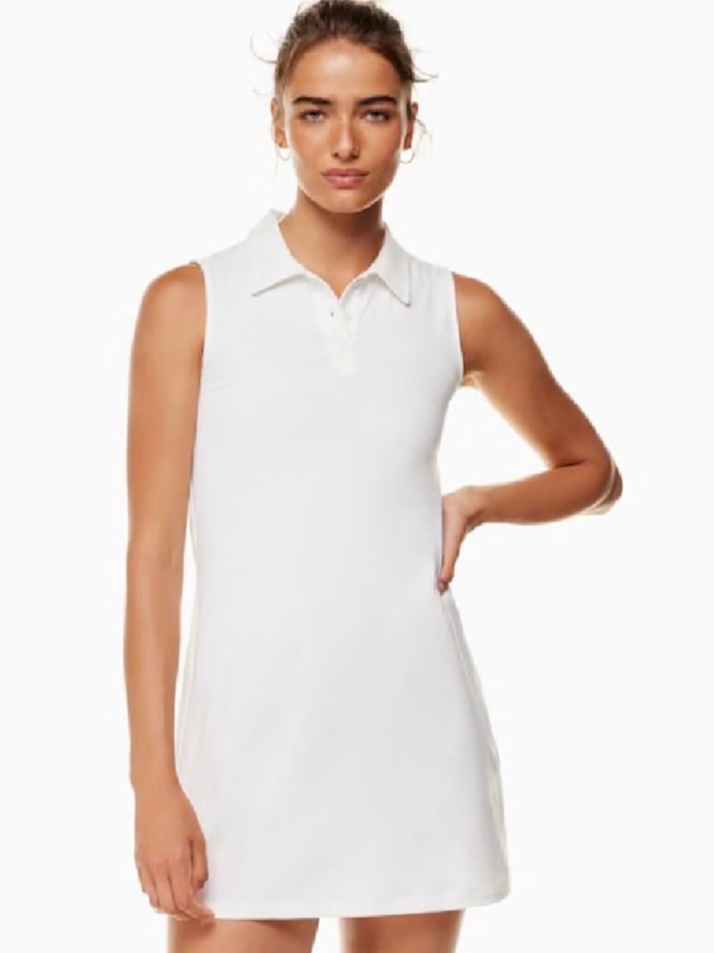 TNA Sleeveless Polo Swim Cover-Up Dress - White